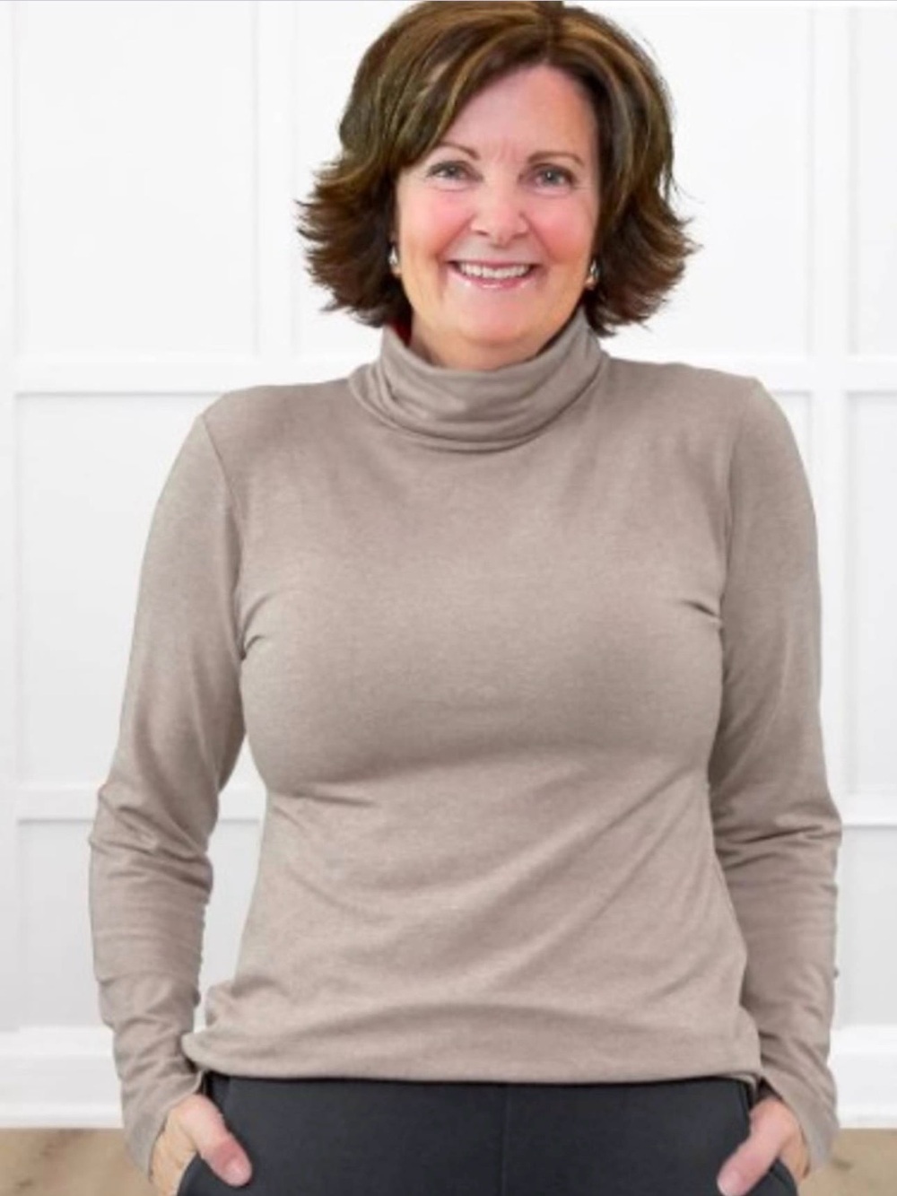 Miik Kerry Turtleneck Top - Mushroom Melange XXL Petite